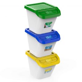 SET 3 PATTUMIERE per Raccolta Differenziata 30 Litri Plastica Dura  Multicolore EUR 34,90 - PicClick IT