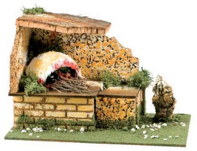 Forno per presepe con legna e fuoco decorazioni presepe cm 26x14 