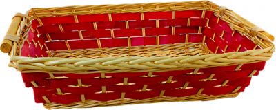 cesta in vimini rossa rettangolare 60 x 44 x15 cm ideale per ceste regalo natalizie