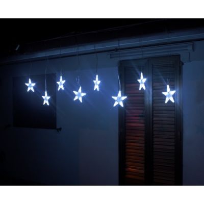 Tenda a cascata luci di Natale a led 8 Stelle Bianco Freddo