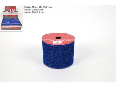 nastro blu glitterato per varie decorazioni e addobbi 270cmx6,3