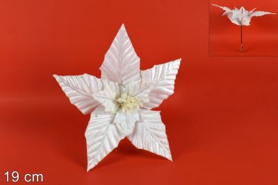 Fiore Velluto Con Pinzetta Bianco 19cm