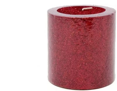 candela o moccola 10 cm rossa glitterata