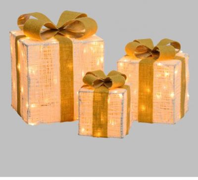 Set 3 pacchi regalo 3d h40 35 30cm 240 led colore oro  traditional D. 5mm