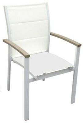 Sedia da giardino bianca in alluminio con braccioli 55 x 48 x 85 cm 