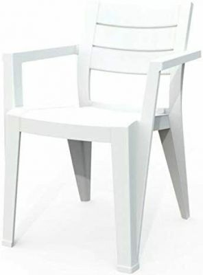 Sedia Julie impilabile in polipropilene effetto legno bianco per uso esterno