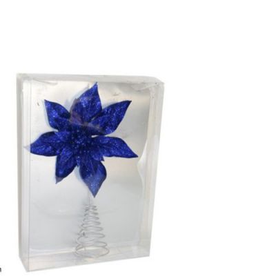 Puntale per albero di Natale  Stella di Natale Blu Glitterata 30 cm