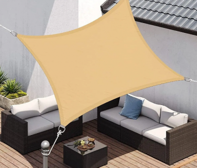 SS-034  Tenda a vela quadrata parasole in poliestere con connettore e corda 5x5 mt