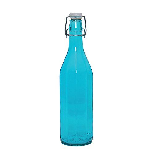 Bottiglia vetro trasparente 1lt costolata c-tappo ermetico integrato -  Tomaino 