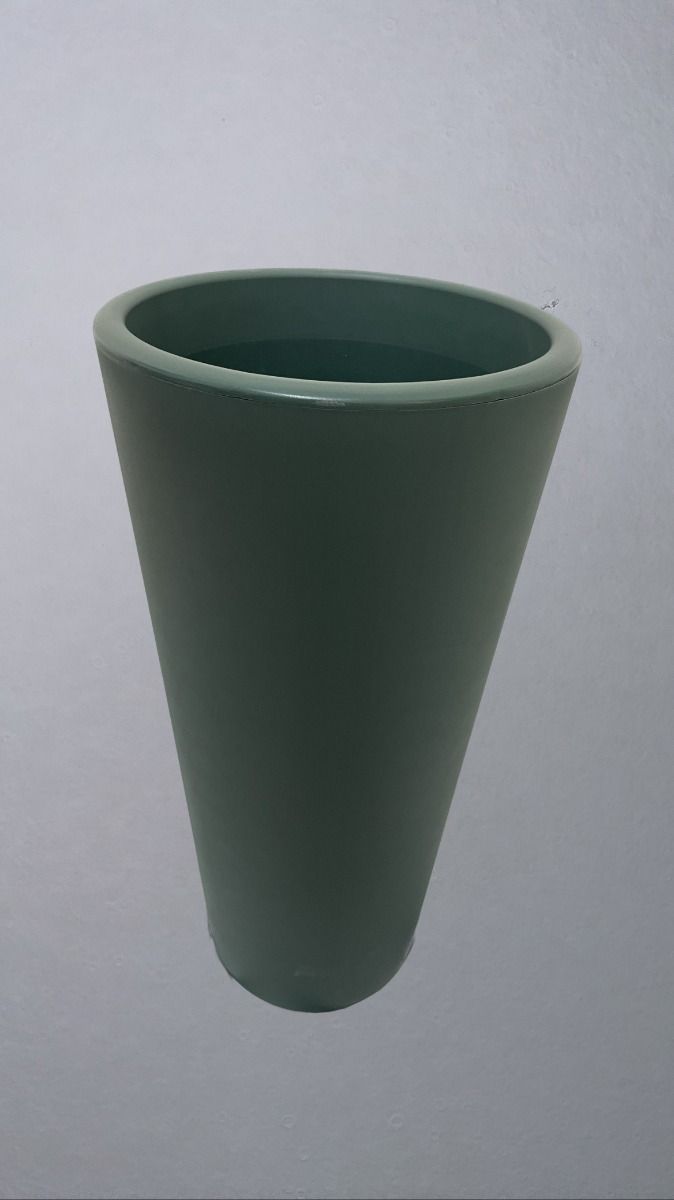 Vaso tondo a colonna veca vaso cache clou pot alto H 65 cm resina VERDE  SCURO